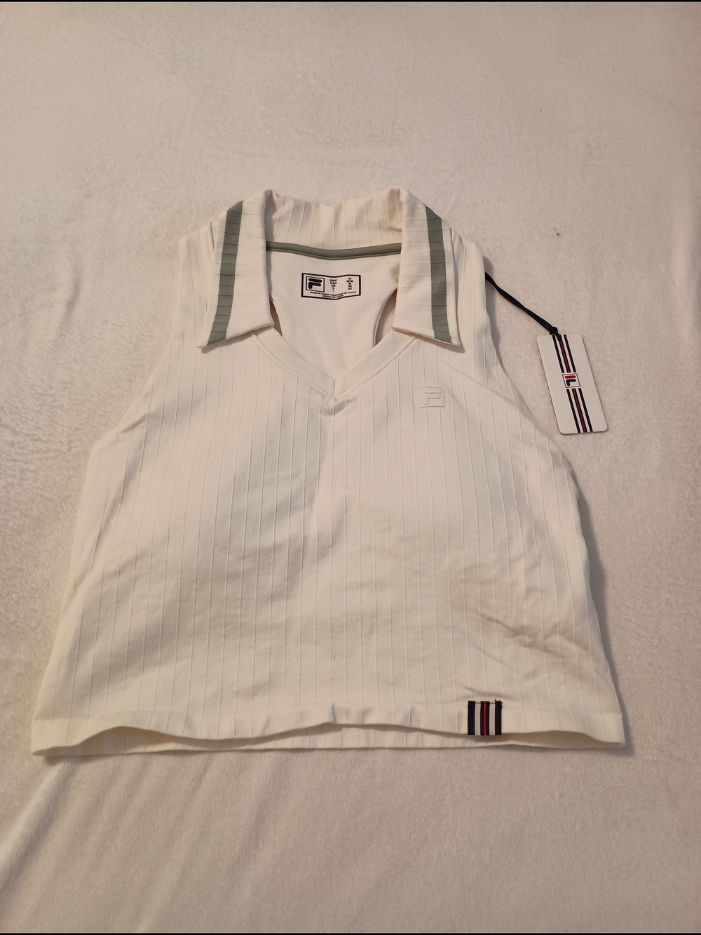 Fila Women's Challenger Seamless Polo Tank Top in Gardenia/Navy Size Medium